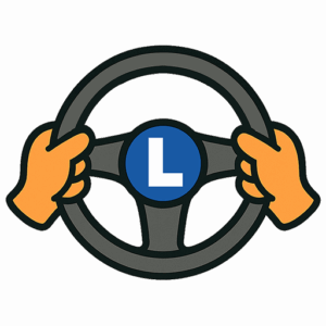 Hands on steering wheel with L